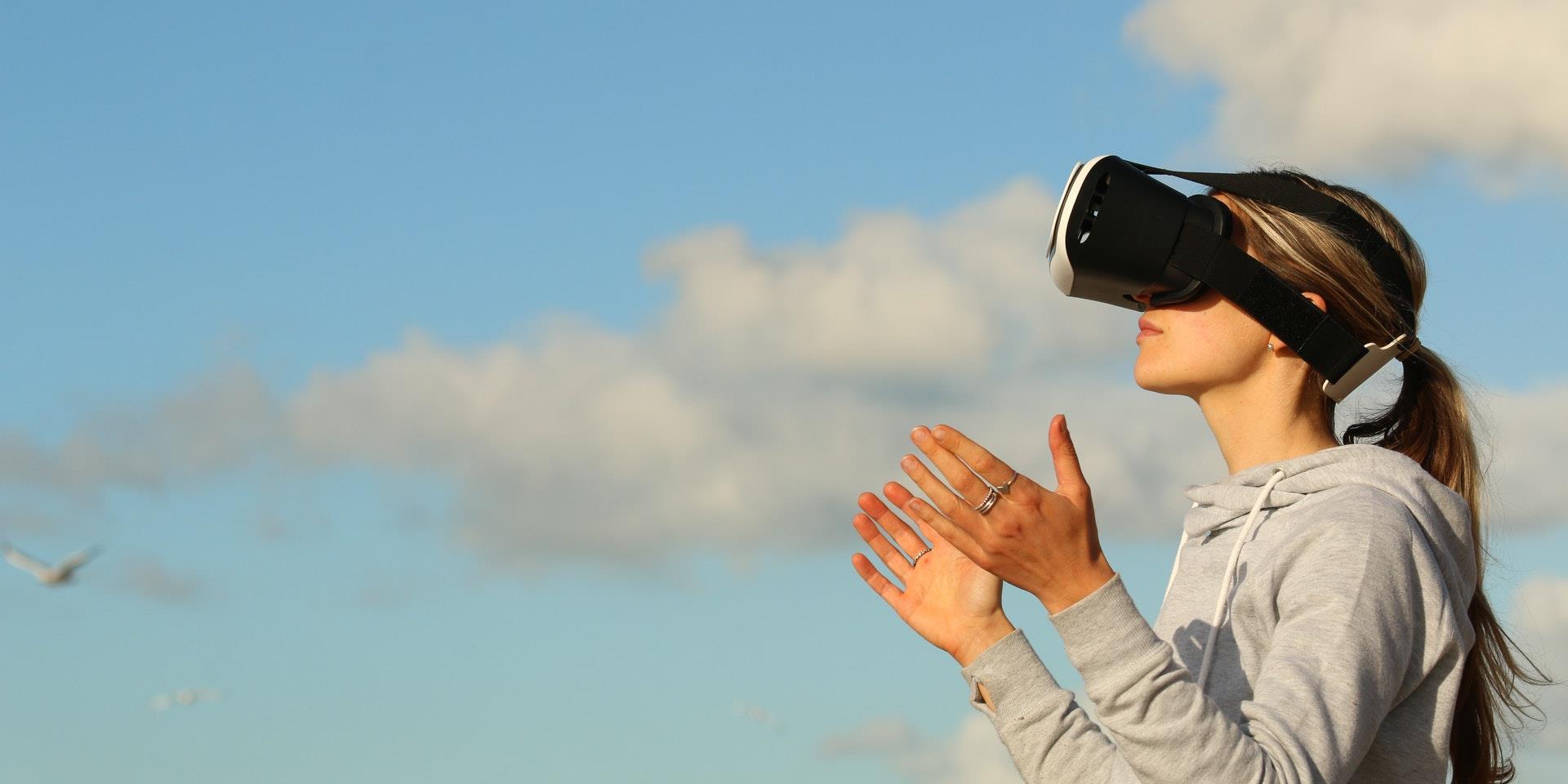 A photo of a woman in VR gear